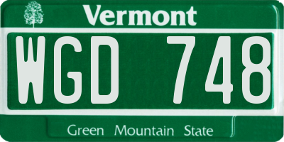 VT license plate WGD748