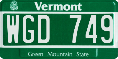 VT license plate WGD749