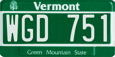 VT license plate WGD751
