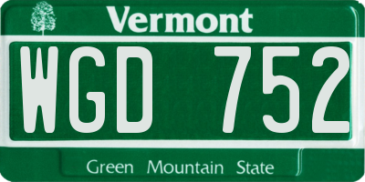 VT license plate WGD752