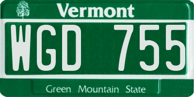 VT license plate WGD755