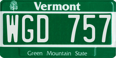 VT license plate WGD757