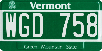 VT license plate WGD758