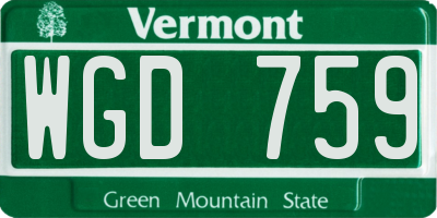 VT license plate WGD759