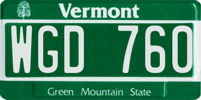 VT license plate WGD760