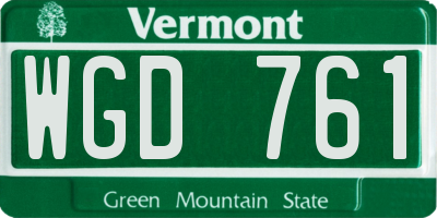 VT license plate WGD761