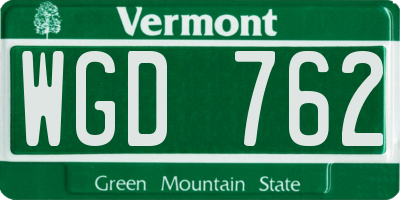 VT license plate WGD762