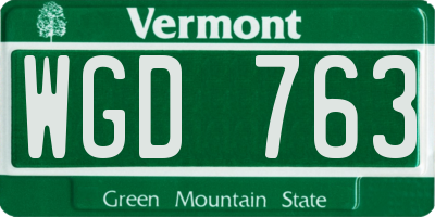 VT license plate WGD763