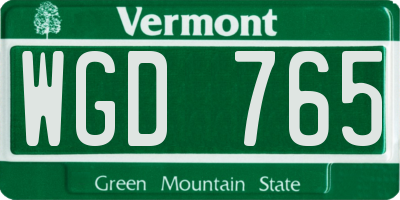 VT license plate WGD765