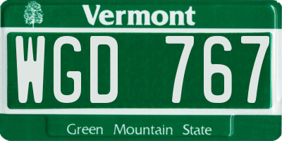 VT license plate WGD767