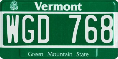 VT license plate WGD768