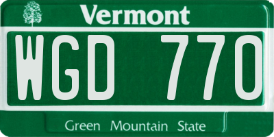 VT license plate WGD770