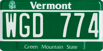 VT license plate WGD774