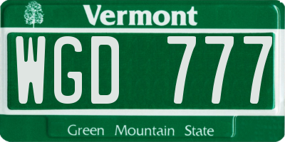 VT license plate WGD777