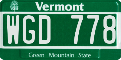 VT license plate WGD778