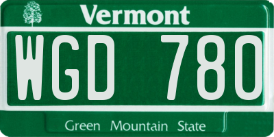 VT license plate WGD780