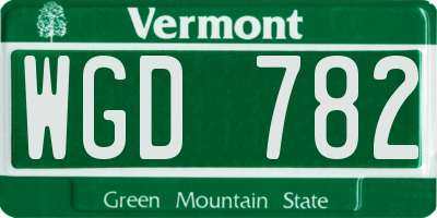 VT license plate WGD782