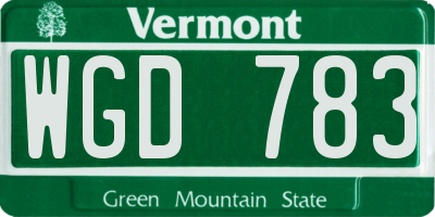 VT license plate WGD783