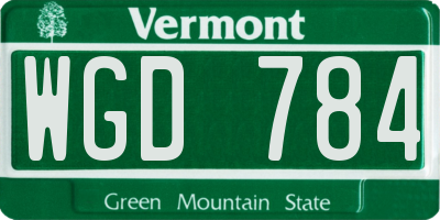VT license plate WGD784