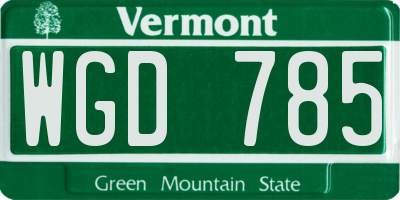 VT license plate WGD785