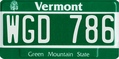 VT license plate WGD786