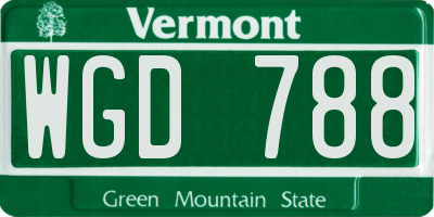 VT license plate WGD788