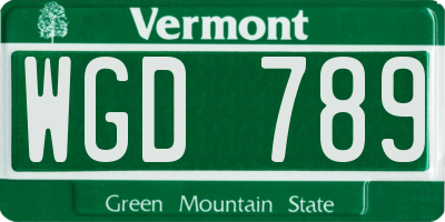 VT license plate WGD789