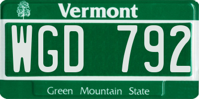 VT license plate WGD792