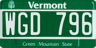 VT license plate WGD796