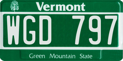 VT license plate WGD797