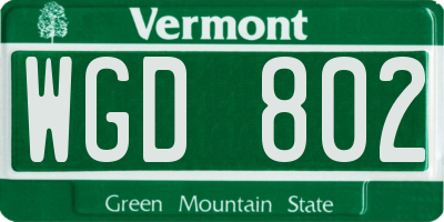 VT license plate WGD802