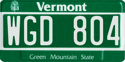 VT license plate WGD804