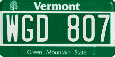 VT license plate WGD807
