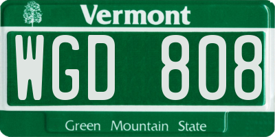 VT license plate WGD808