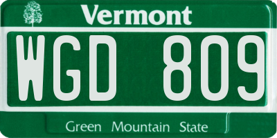 VT license plate WGD809