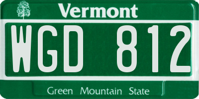 VT license plate WGD812