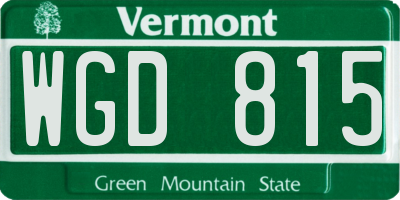 VT license plate WGD815