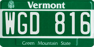 VT license plate WGD816