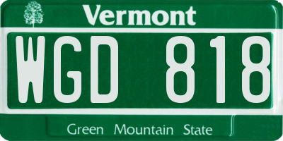 VT license plate WGD818