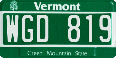 VT license plate WGD819