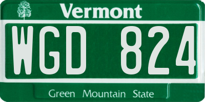 VT license plate WGD824
