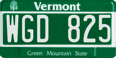 VT license plate WGD825