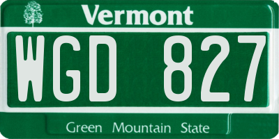 VT license plate WGD827
