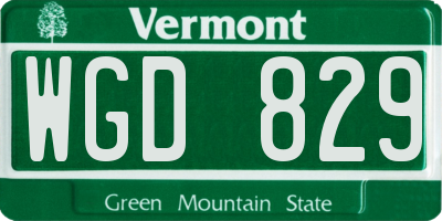 VT license plate WGD829