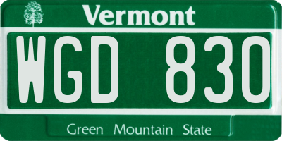 VT license plate WGD830