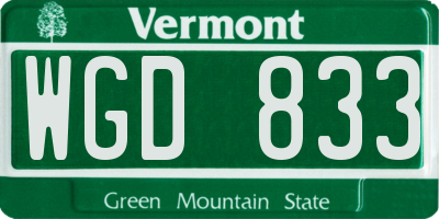 VT license plate WGD833