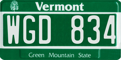 VT license plate WGD834