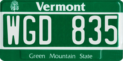 VT license plate WGD835