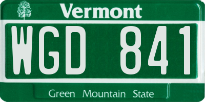 VT license plate WGD841