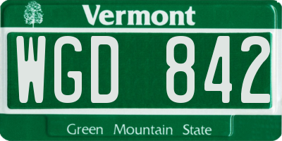 VT license plate WGD842